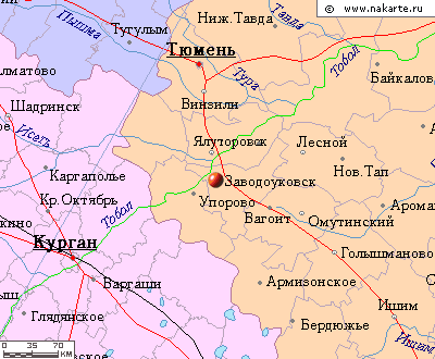 Карта окрестностей города Заводоуковск от НаКарте.RU
